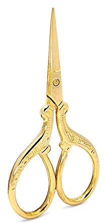 ZzzaNa jd Bastelschere, 1 Stück, Retro-Stickschere, Kunsthandwerk, Vintage-Stil, kreuzeuropäischer Stoff, Schere, Stich, Nähen, Schneiderschneider Schere (Color : Gold)