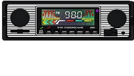 AIDIRui Coche Retro InaláMbrico Bluetooth 12V Reproductor de MP3 Tarjeta de Entrada de Audio AUX Insertar Unidad Flash USB Radio Multimedia