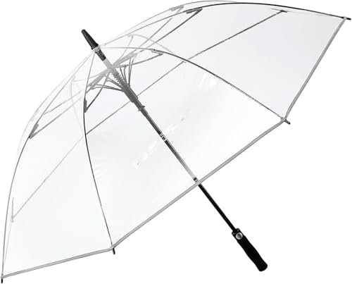 Theaque Transparenter Golf-Regenschirm, 157,7 cm, transparent, automatisches Öffnen, großer Stockschirm, übergroßer Regenschirm, winddicht, wasserdicht, mit Hülle für Damen und Herren, weiß