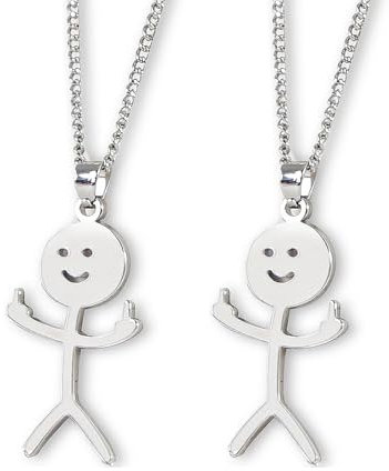 beejune 2 Stücke Lustige Sachen, Freundschaft Ketten, Matching Necklace, Lustige Graffiti-Halskette, Mittelfinger Kette, Silberne Smiley Finger Halskette, Für Einen Guten Freund
