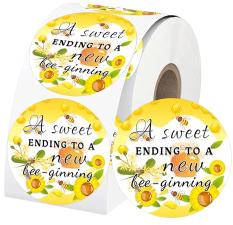 2 Inch A Sweet Ending to A New Bee-ginning Stickers Honey Thank You Labels - Wedding Baby Shower Party Favors Honey Theme Thank You for Celebrating with Us Stickers 250 Pcs