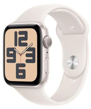 Apple Watch SE (2. Generation) GPS 44 mm Smartwatch mit Aluminiumgehäuse in Polarstern und Sportarmband in Polarstern (M/L). Fitness und Schlaftracker, Unfallerkennung, Herzfrequenzmesser