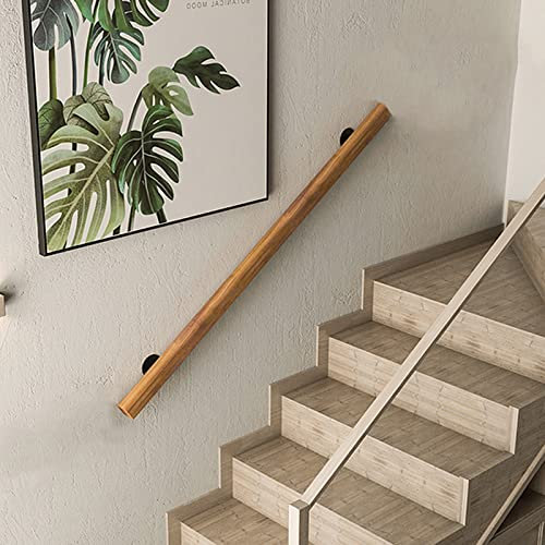 DSVONAUS Wooden Handrails for Stairs, Non-Slip Stair Banister with Brackets, Against The Wall Elderly and Children's Safety Grab Bar Kit, for Interior Corridor Villa Building Loft(80cm)