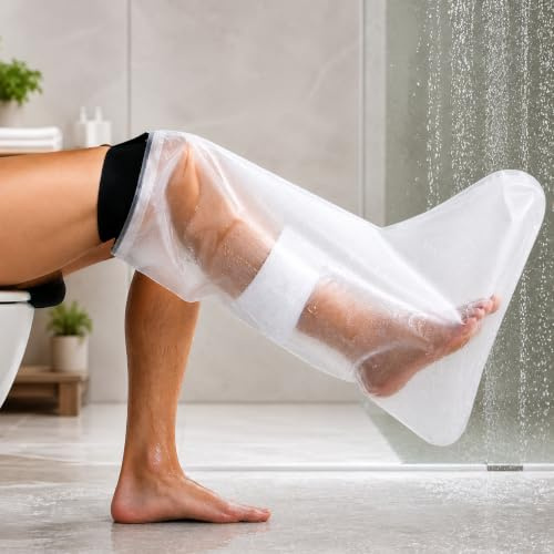 Tiny Treassures Shop Protector Escayola Pierna para Ducha – Funda Impermeable Pierna Completa 66 cm para Yeso, Vendajes y Apósitos – Cubre Escayola Reutilizable para Adultos