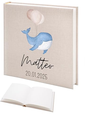 wunderwunsch Fotoalbum Einschulung personalisiert, Gästebuch, Deko, Erinnerungsalbum Schule, Geschenk Taufe, Kindergarten, Geburt, Geburtstag individualisiert (Wal)