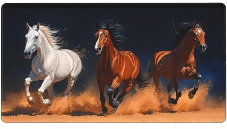 Gaming Mauspad XXL,600 x 300 x 3mm Mousepad Verlängertes Groß Mauspad Schreibtischauflage,Genähte Kanten rutschfeste Gummibasis,Verbessert Präzision Geschwindigkeit Home Office Laufendes Pferd L-5480