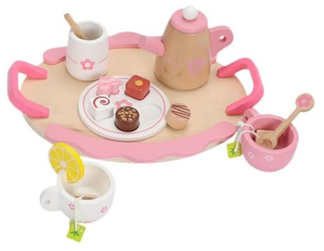 Juego de té de té para niños pequeños Juego de té de Madera Finter Playset de Madera para niñas para niñas