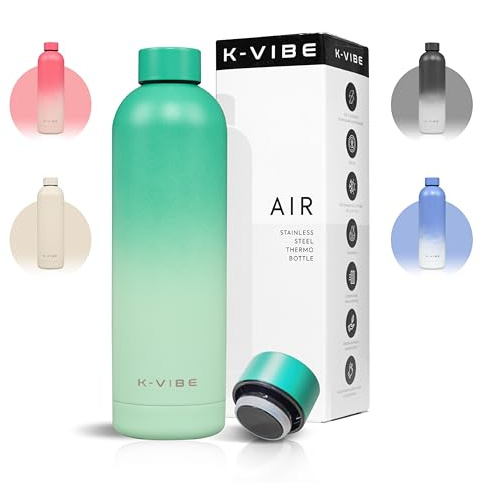 K-VIBE Isolierte Trinkflasche 750 ml – Edelstahl Thermosflasche doppelwandig & kohlensäuregeeignet – BPA-frei & auslaufsicher – hält 12h heiß / 24h kalt – Wasserflasche für Schule, Büro & Outdoor