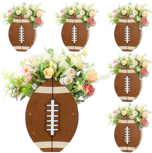 Cinnvoice 6 Pcs Wooden Centerpieces for Tables Baby Shower Decorations Tabletop Boxes Party Favor for Birthday Baby Shower Wedding Garden Tea Party(Football)