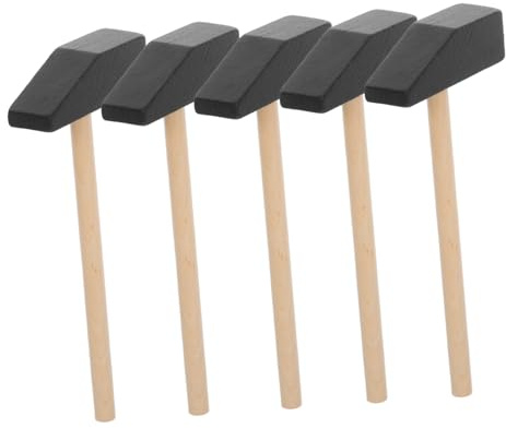 KICHOUSE Holzhammer 5 Stück Kleiner Kinder Hammer für Kreatives Spielen und Bauen Fördert Feinmotorik und Hand Auge Koordination im Kindergarten