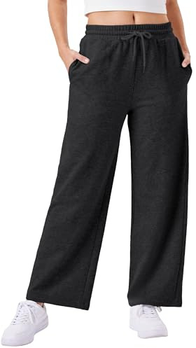 Friptspyg Mujeres Pantalones con Bolsillos Pantalones de Jogging Pantalones de Deporte con Cuerda Elástica, Negro XL