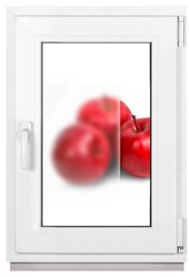 Framex Finestra da bagno Bianca Doppio Vetro Satinato 50 x 70 cm DIN Destra, Finestra seminterrato PVC Satinato 500 x 700 mm 32 mm Oscillobattente (Maniglia Sinistra)