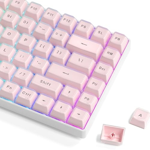 Womier Pink Jelly Keycaps, Mechanical Keyboard for keycaps Set, OEM Profile Key Cap, 113-Key Cute Custom Keycaps for 60%,75%,100% Mechanical Keyboards with Cherry/Gateron MX Switches