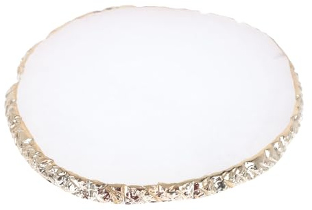 Mikinona Palette de Mélange pour Ongles DIY Plateau Rond Blanc avec Bord Doré Planche de Présentation pour Vernis et Couleurs Nail Art Outil Multifonction pour Manucure et Maquillage