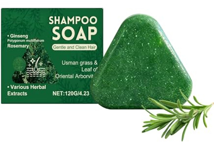 Nature Triangle Shampoo Seife mit Bio Rosmarinöl & Keratin, Voluminöses Festes Shampoo, Nicht fettende Formel mit nährender Pflege, für Trockenes und Strapaziertes Haar (1PC, 120g)