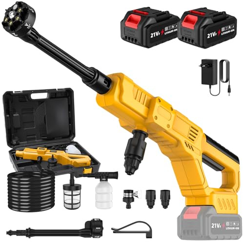 Nettoyeur Haute Pression sans Fil, Nettoyeur Haute Pression sur Batterie 50Bar avec 2×3Ah Batteries et Buse 6-en-1, Tuyau de 5 m, pour Jardin et Nettoyage Extérieur (2)