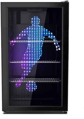 PKM GKS83FC1 Flaschenkühlschrank, 89 Liter Nutzinhalt, Display & Touch Control, Umluft-Kühlung, blaue LED-Beleuchtung, Schwarz