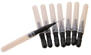Interdentalborste 50 st 0,5 mm mellantandborstar för mellanrum, raka, för munhygien (svart)