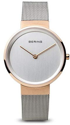 Bering Damen Quarz Uhr | Armbanduhr 31 mm Edelstahlgehäuse und Zifferblatt | Milanaisearmband | Saphierglas | 5 ATM | 14531