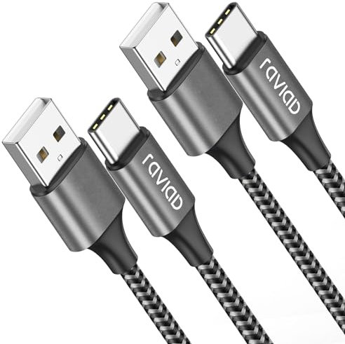 RAVIAD USB C Kabel [2Pack 2M] 3.1A Ladekabel USB C Schnellladekabel Nylon USB C Ladekabel für iPhone 17 16 15 Pro Max, Samsung Galaxy S24 S23 S22 S21 S20 Note 10, Huawei P60, Google Pixel, Xperia XZ