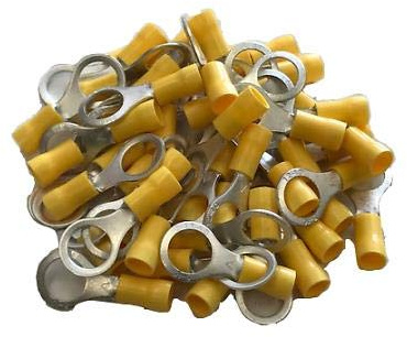 50 x 10MM M10 YELLOW RING TERMINALS INSULATED CONNECTORS ELECTRICAL CRIMP RSL250 T3R10 CTIE