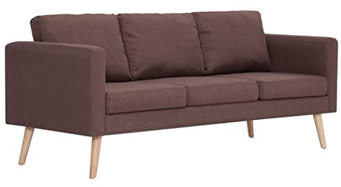 vidaXL Sofa 3-Sitzer mit Rückenkissen Sitzkissen Design Polstersofa Loungesofa Couch Lounge Stoffsofa Sitzmöbel Wohnzimmer Stoff Holzrahmen Braun