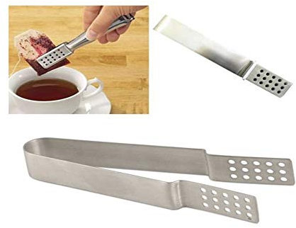 Tea Bag Squeezer Wide Metal Tongs Holder Strainer Coal Gripper ICE Grabber