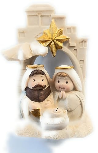 The Healing Corner Christmas Mini Nativity Set Holy Family 3 Figures Xmas Star Children Xmas Tree Decoration
