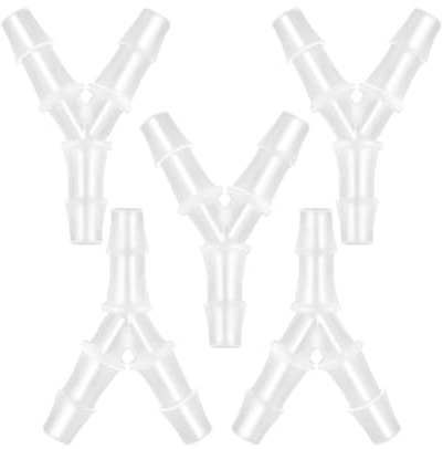 JoyTube Plastic Barb Equal Y Tee 3/8 hose ID Polypropylene pipe connectors Plastic Joint Splicer Mender Adapter Union Boat Water Air Aquarium O2 Fuel (pack of 5)
