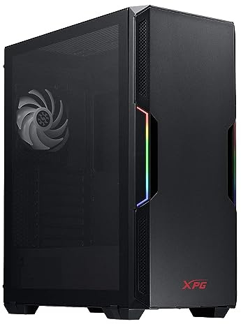 ADATA XPG STARKER Mid-Tower PC Chassis, ATX/Micro ATX, Mini-ITX, Compact Size, Tempered Glass Side Panel, I/O USB 3.0 Port, Black