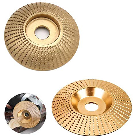 Winkelschleifscheiben Holzbearbeitung Schleifen Raspelscheibe Holz Kunststoff Holzschnitzer Holz Holzfräse Holzscheibe Trennscheibe Drehwerkzeug für Winkelschleifer 85mm Arc /100mm Eben (2 Stücke）