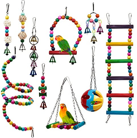 THE TWIDDLERS 10 Stück Vogelspielzeug & Kauspielzeug für Papageien, Nymphensittiche, Wellensittiche, Finken & Kleinvögel – Natürlich & Robust