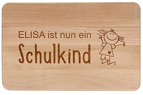 Frühstücksbrett Brotbrett fürs Schulkind zum Schulanfang (mit Name Mädchen)