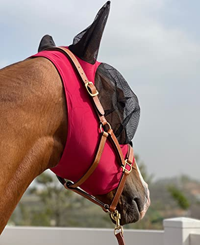 TGW Riding Super Fit Pferdefliegenmaske Pferde Fliegenmaske Horse Fly Mask (M, Red)