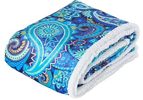 HOME DREAM Paisley Sherpadecke, Türkis, 150x200 cm, Oeko-TEX® | Kuscheldecke für Sofa und Couch, farbbrillante Musteroptik, warm an kühlen Tagen, Tagesdecke für Bett und Sessel zuhause