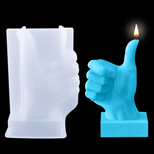 FineInno 3D Hand Kerzenform, Daumen Hoch Geste Kerzen Silikonform, Hände Finger Epoxidharz Formen Gießform für DIY Seifen, Kerzen, Gips, Heimdekoration (Daumen hoch)