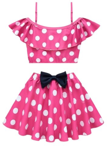 Lito Angels Traje de baño Tankini de Dos Pieza Ratona Mouse con Aro de Pelo para Niñas Pequeñas Talla 2-3 años, Rosa Caliente (Número de Etiqueta 90)