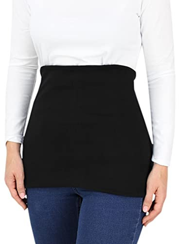 Alkato Damen Elastischer Nierenwärmer Shirtverlängerung Rückenwärmer Einfarbig, Farbe: Schwarz, Größe: M