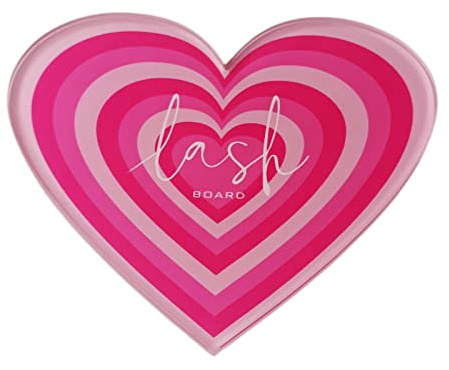 Grafting False Eyelash Acrylic Extension Pallet, Eyelash Extension Tweezers Plate Pad Makeup Palette Individual Training Tools (Heart-shaped（4.72x3.54inch）)