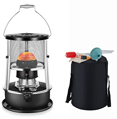 WZSON Riscaldatore Petrolio, Stufa A Cherosene 9000 BTU/H, Stufa A Kerosene 4,5 L, Terrazzo per Uso Domestico Indoor Outdoor Camper Coperta,Nero,A