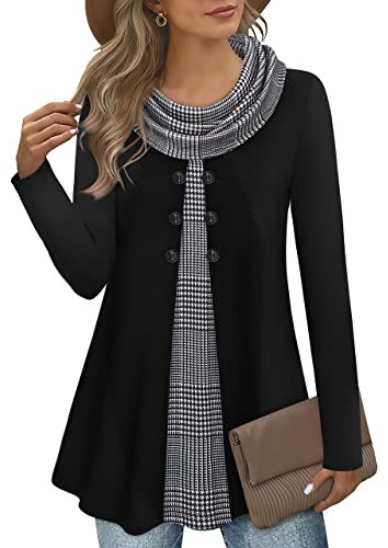 Gaharu Winter Langarm Longpulli Damen Lässig für Leggings, Herbst Tunika Große Größen Baumwolle Strick Pullover für Arbeit Kleidung Frauen Pulli Tailliert Turtleneck Hoodie