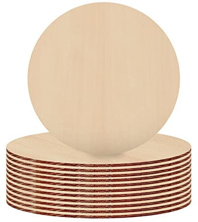 Ksvaye 12 Pezzi Rotondi Dischi Legno 20 cm / 7,87 Pollici Tavole per Fai da Te, Cerchi per Decorazioni Tavolo da Disegno, Artigianato, Arte