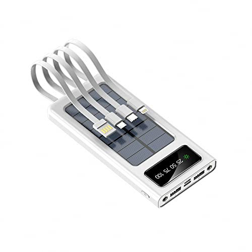 MAOTN Panneau Solaire 20000mAh, Batterie de Secours Externe de Grande capacité avec lumières LED, livrée avec câble de Charge,Chargeur Portable Compatible avec Les Smartphones,White,20000mAh