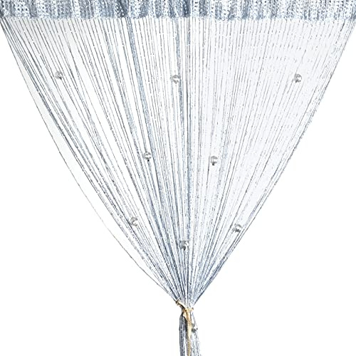 Vidillo tenda con cordoncino di perline, Glitterata tenda moderna soggiorno 100x200cm frange da muro per Festa Di Nozze, Bar, Casa(Perlina-Grigio)