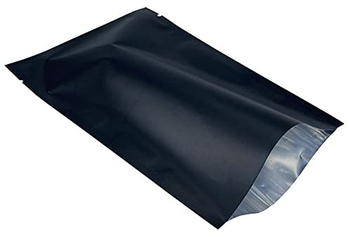 MITOB 200 Pieces Mylar Bags Open Top Food Storage Bags Matte Foil Bag Flat Heat Vacuum Seal Aluminum Pouch for Candy Coffee Packing (4.72x7.09 inch, Matte Black)