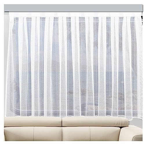SeGaTeX home fashion Caravan-Wohnmobil-Store TORVI in weiß mit Streifen | Höhe nach Maß (Wunschhöhe angeben)| Abschluss Unten Zinkband oder Stabsaum | Höhe 40-80 cm, Breite wählbar
