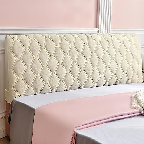 Bettkopfteil Hussen Bett Kopfteil Bezug/Überzug,All-Inclusive Kopfteilbezug 180/160/140cm Weicher Elastisch Samtstoff Staubhülle Husse Für Eine Vielzahl Von Bettköpfen ( Color : Beige , Size : 180cm(7