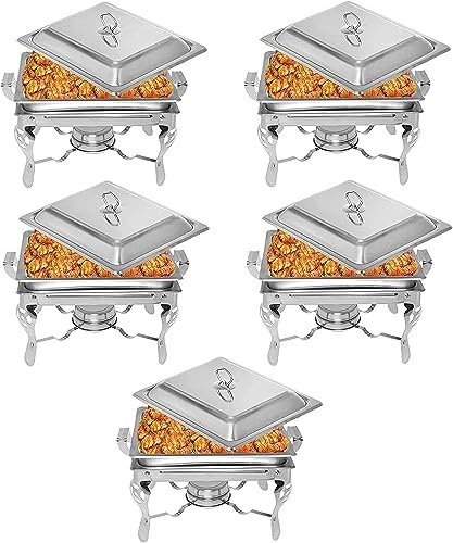 4.5L Chafing Dishes Set Buffet, 1/2/3/4/5/6 Packs Stainless Steel Food Warmers Server with Food Pan, Water Pan, Lid and Fuel Holder, for Parties, Weddings and Events (Size : 6pack)