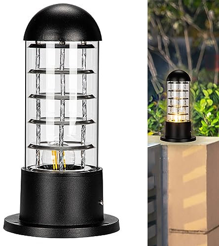 Borne Eclairage Exterieur Lumineuse IP65 Etanche pour Jardin, Chemins, Pelouses - Ampoule non Incluse (Noir)