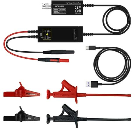 Sonda Differenziale Ad Alta Tensione, Larghezza di Banda 150 MHz, Doppia Portata, Interfaccia BNC, Alimentazione USB (Spina UE 100‑240 V)
